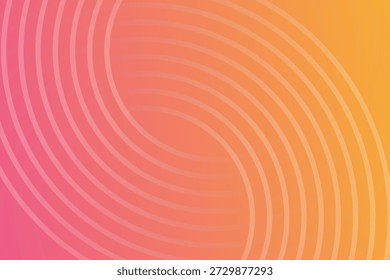 Fundo de gradiente abstrato moderno com linhas de onda circulares fluindo em laranja rosa e amarelo, design geométrico mínimo