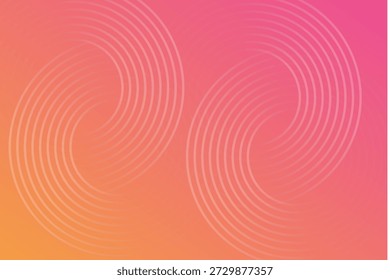Fondo degradado Abstractas moderno con líneas de onda circulares que fluyen en rosa, naranja y amarillo, diseño geométrico mínimo