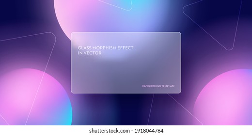 Modern abstract gradient background with glass morphism. Vector template futuristic trendy design Banner, 3d Poster, minimalism neon cover, glass blur flyer. Geometric website, ui glossy backdrop