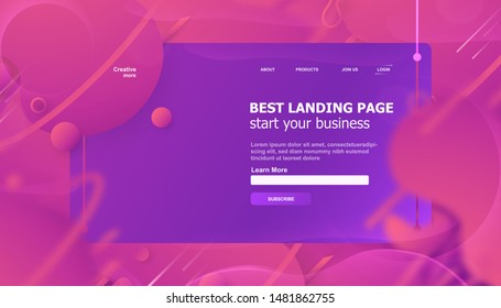 Modern abstract gradient background in liquid and fluid style. Trend design of the world. 3D illustration template for web banner, business presentation, homepage, landing page.