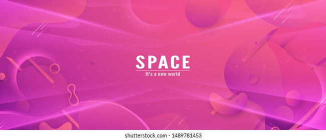 Modern abstract gradient background in liquid and fluid style. Trend creation of the world. 3D illustration template design in concept of space in the galaxy of the universe.