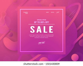 Modern abstract gradient background in liquid and fluid style. Trend design of the world. 3D illustration template for web banner, business presentation, discount, advertisement.