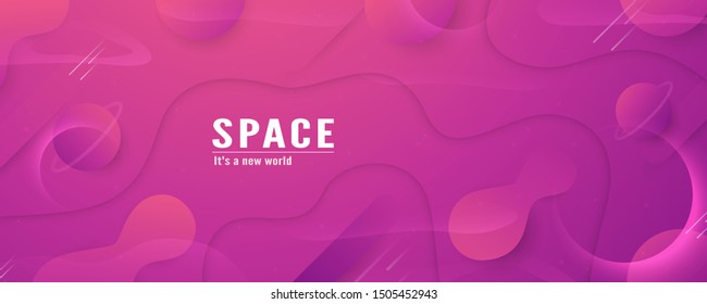 Modern abstract gradient background in liquid and fluid style. Trend creation of the world. 3D illustration template design in concept of space in the galaxy of the universe.