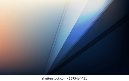 Modern abstract gradient background with sleek diagonal layers conveying depth and sophistication using blue and peach hues offering a versatile design element
