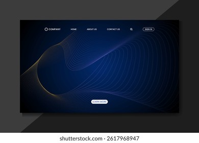 Modern Abstract Gradient Background with Wavy Line Pattern – Dark blue Theme