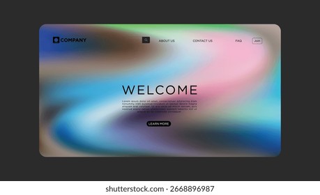 Modern abstract gradient background welcomes visitors to dynamic digital interface with call to action.