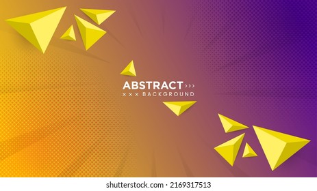 Modern abstract gradient background with yellow 3d shapes. Geometric background for banner, poster, landing page