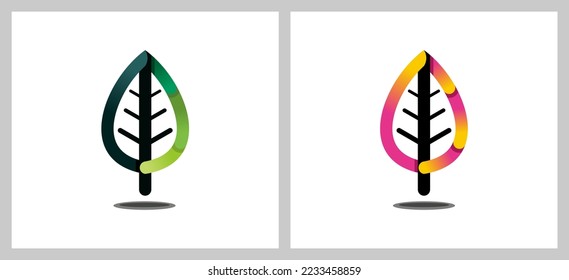 Modern abstract gradient colorful leaf icon design