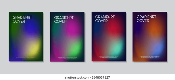Modern abstract gradient cover template set. Colorful blurry backgrounds with smooth neon gradient effects, perfect for posters, flyers, presentations, brochures, and social media. 