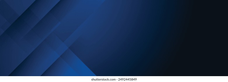 Modern abstract gradient dark navy blue banner background