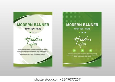 Modern Abstract Gradient Green Banner Template With Abstract Shapes, can be used for business designs, presentation designs or any suitable designs.