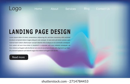 Diseño abstracto moderno de la página de aterrizaje del gradiente para el desarrollo del Web y la interfaz de usuario.