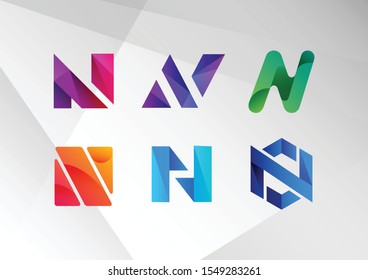 Modern Abstract Gradient N Logo Set