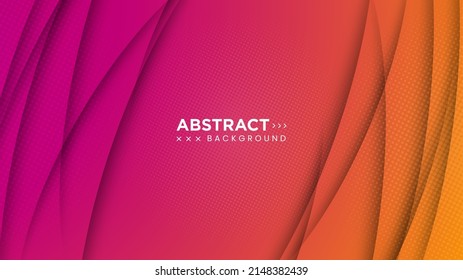 Moderno concepto abstracto de degradado naranja y violeta con una decoración de líneas doradas y medias tonalidades. Fondo con espacio de copia