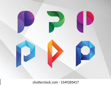 Modern Abstract Gradient P Logo Set