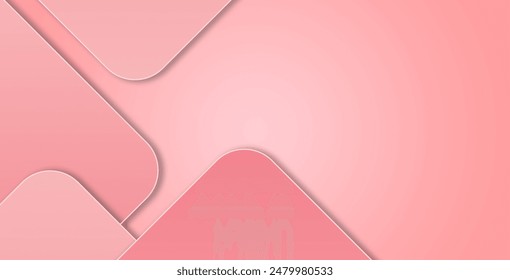 Modern abstract gradient pink background with geometric shapes 3d decoration