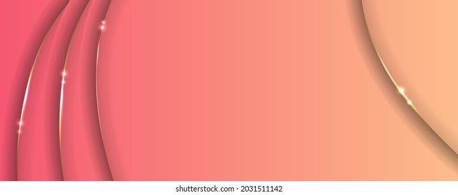 Modern abstract gradient pink vector background. Elegant concept design with golden lines and light.