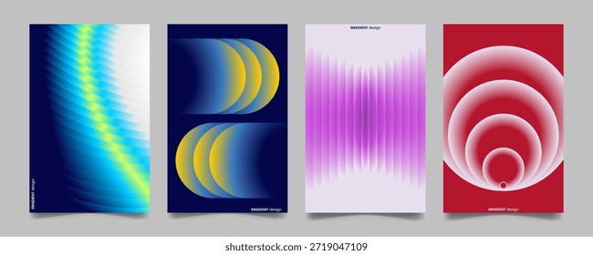 Colección de póster de degradado abstracto moderno con colores llamativos, Formas suaves y diseño contemporáneo mínimo.