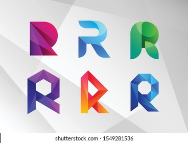 Modern Abstract Gradient R Logo Set