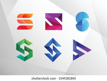 Conjunto de logotipos S de degradado abstracto moderno