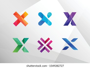 Modern Abstract Gradient X Logo Set