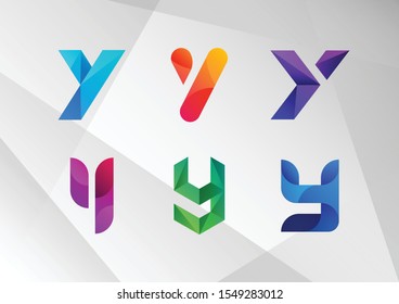 Modern Abstract Gradient Y Logo Set