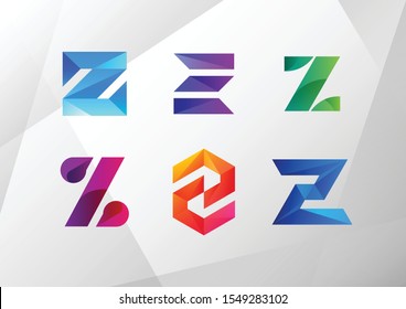 Modern Abstract Gradient Z Logo Set