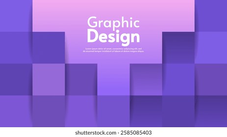 Modern abstract graphic design background with geometric overlapping shapes in shades of purple. Design for banner, wallpaper, background.