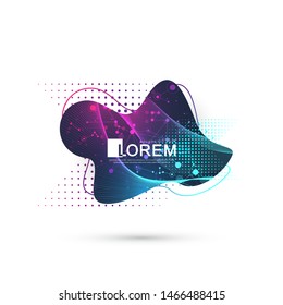 Modern abstract graphic design element with geometric lines and dots. Geometrical dynamic shape for your design. Scientific vector illustration.
