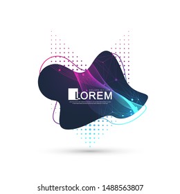 Modern abstract graphic design element with geometric lines and dots. Geometrical dynamic shape for your design. Scientific vector illustration