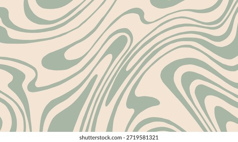 Um design gráfico abstrato moderno com formas fluidas e orgânicas em uma cor verde sábio sereno que rodopia através de um fundo de creme macio, criando uma sensação de movimento fluido e textura orgânica
