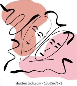 modern abstract graphic element concept, modern trendy hand drawn line portrait art. design print for clothing, textiles and others. Vector illustration and great for home interior frame