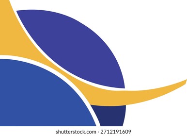 Gráfico abstracto moderno con Formas curvas dinámicas en azul y oro superpuestas sobre un fondo blanco. Ideal para marcas corporativas, acentos de Diseño web o presentaciones visuales contemporáneas.