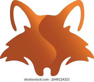 A modern abstract graphic of a fox head with fluid orange and brown gradient shapes, isolated on a white background.