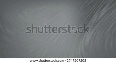 Modern abstract gray background with flowing halftone dot pattern forming smooth wave shapes and soft gradient lighting.
