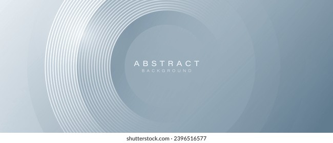 Modern abstract gray background with space for your text. Elegant circle shape design. Shiny white gradient circular lines pattern. Futuristic concept. Suit for banner, brochure, cover, flyer, poster