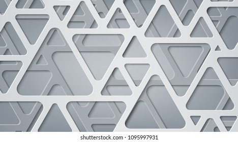 Modern abstract gray background. Triangles. The effect of cut paper. Rounded corners. Geometric figures.