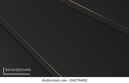Moderno fondo de color gris oscuro y gris premium con líneas doradas de lujo y elementos de sombra