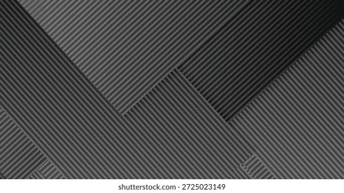 Moderner abstrakter grauer geometrischer Hintergrund mit einer dynamischen Komposition aus diagonal gestreiften Linien und geschichteten dreieckigen Formen, die Tiefe und eine minimalistische Ästhetik für digitale Kunst und Präsentationen schafft