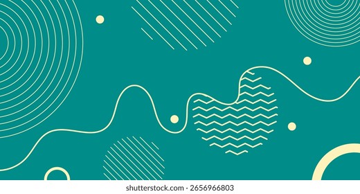 Modern abstract green background with wavy lines and minimal shapes. eps 10