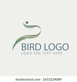 Modern abstract green bird logo vector illustration. Elegant and minimal design, perfect for branding, business identity, eco-friendly companies, nature projects, wildlife, and creative design.