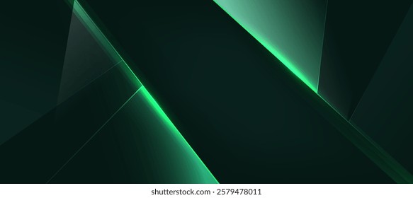 Modern abstract green with black background, Polygon elegant background for presentation product or website background