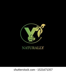 Modern Abstract Green Circle Nature letter Y logo icon vector design design concept for business or brand identity.