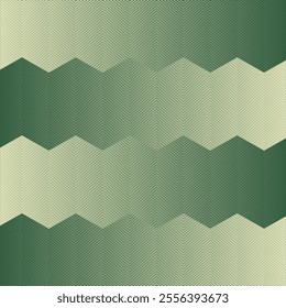 modern abstract green colour thik to thin horizontal zig zac line pattern on tan colour background.
