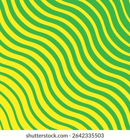 modern abstract green colour thik to thin dagonal zig zag wave pattern with yellow colour background