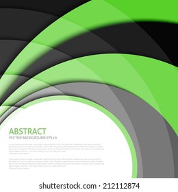 Modern abstract green curves background. Frame for text. Brochure design template
