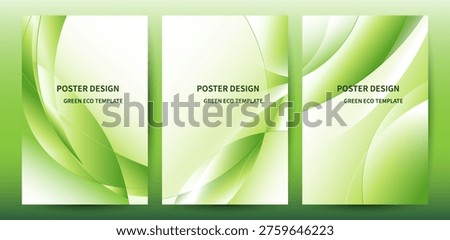 Modern Abstract Green Eco Cover Templates Collection with Wavy Lines and Fluid Shapes