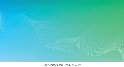 Modern abstract green gradient background with waves