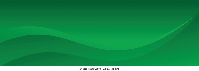 Modern abstract green gradient background with waves. vector