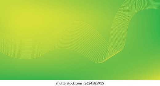 Modern abstract green gradient background with waves